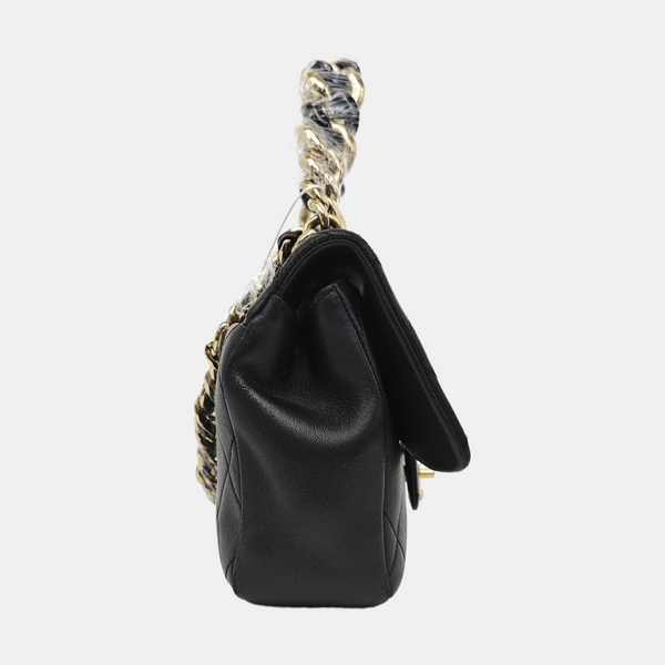 Quilted Lambskin Shoulder Bag Black
