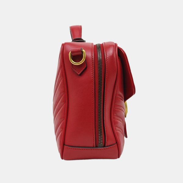 GG Marmont Medium Quilted Calfskin Red
