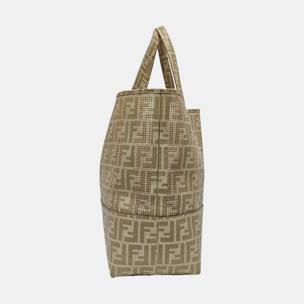 Coated Canvas Shoulder Bag Beige