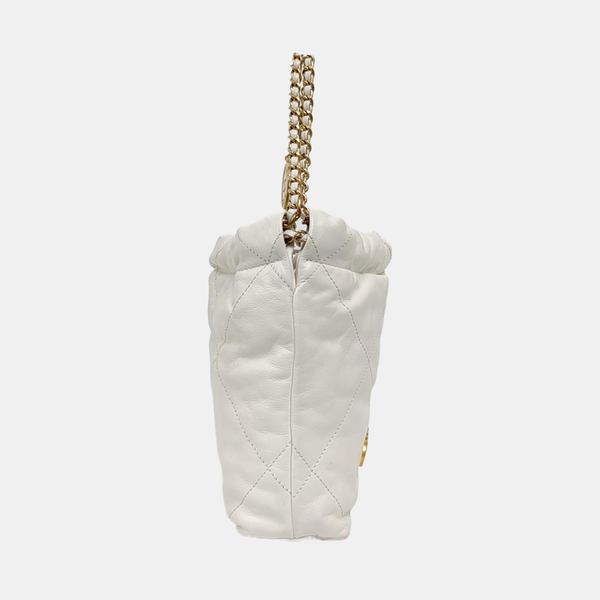 Authenticated pre-owned CHANEL 22 Mini Quilted Calfskin White - Tote Bag at Looply