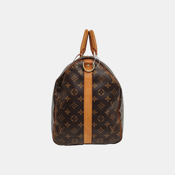 KEEPALL 50 Monogram Coated Canvas Brown