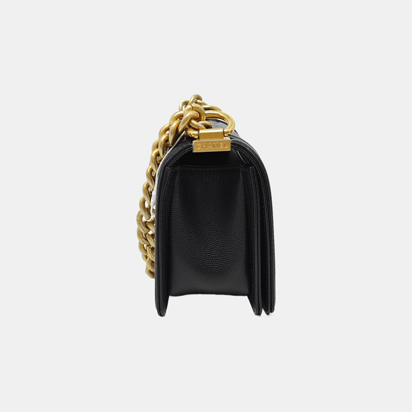BOY CHANEL Small Quilted Grained Calfskin Black