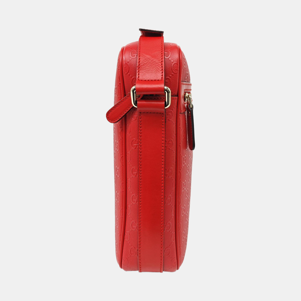 Monogram Calfskin Shoulder Bag Red