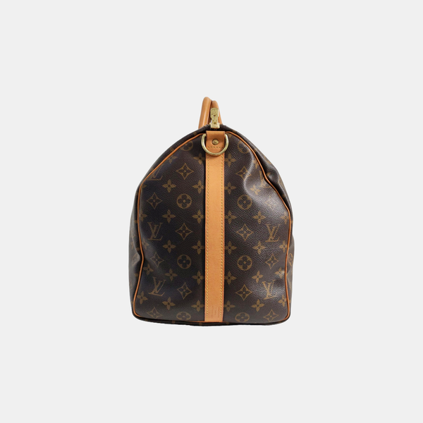 KEEPALL 50 Monogram Coated Canvas Brown