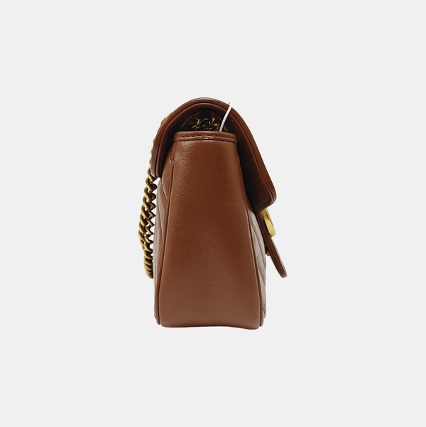 GG Marmont Medium Quilted Calfskin Brown