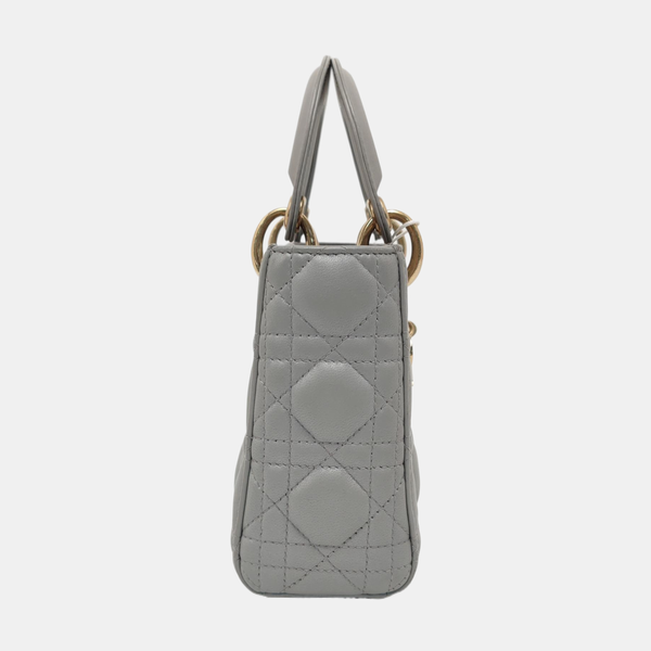 Lady Dior Mini Cannage Lambskin Gray