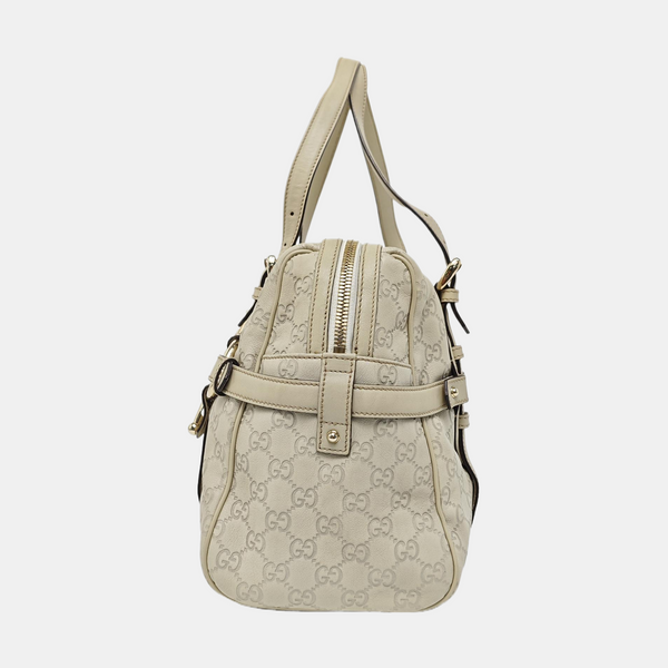 Monogram Calfskin Top Handle Bag White