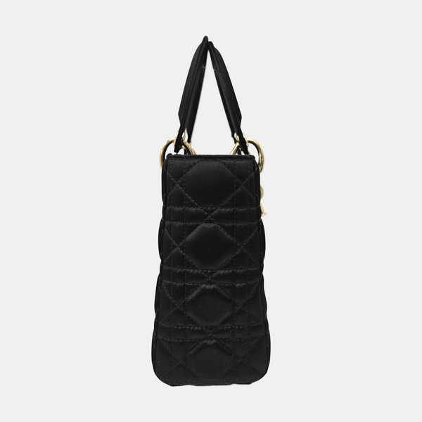 Lady Dior Small Cannage Silk Satin Black