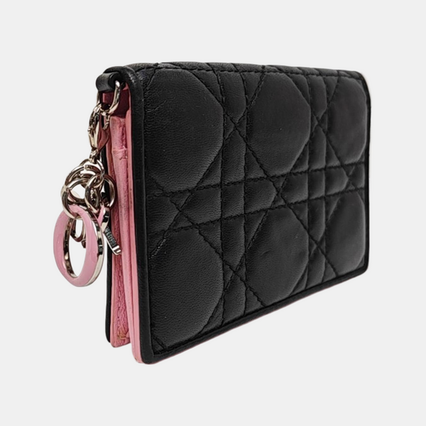 Authenticated pre-owned Lady Dior Quilted Lambskin Black Wallet - Wallet at Looply