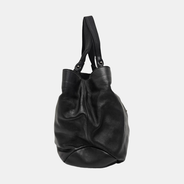 Calfskin Top Handle Bag Black