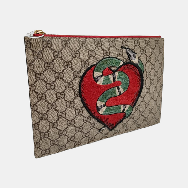 Monogram Coated Canvas Clutch Beige