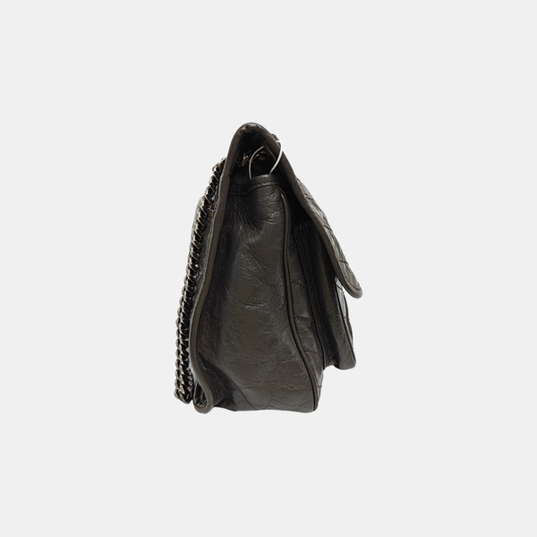 NIKI Medium Chevron Calfskin Green
