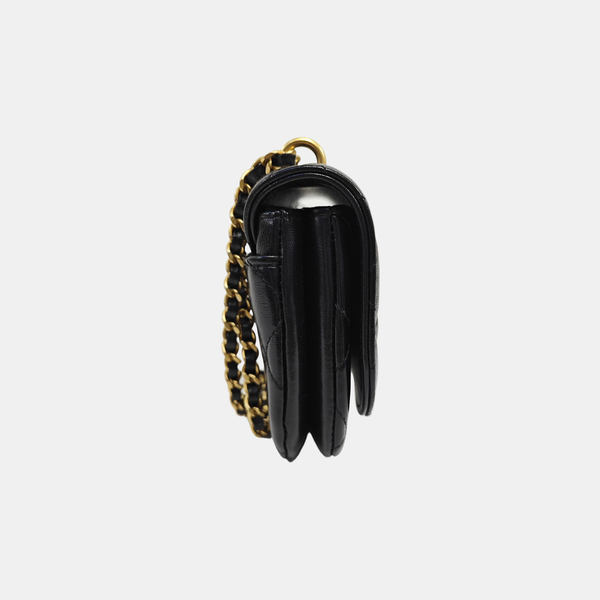 Quilted Lambskin Shoulder Bag Black