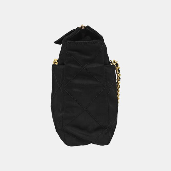 Quilted Nylon Shoulder Bag Black