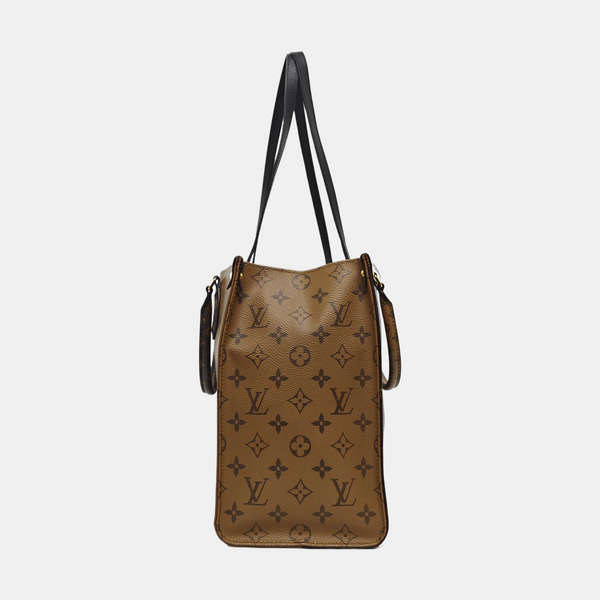 Authenticated pre-owned ONTHEGO MM Monogram Coated Canvas Brown - Tote Bag at Looply