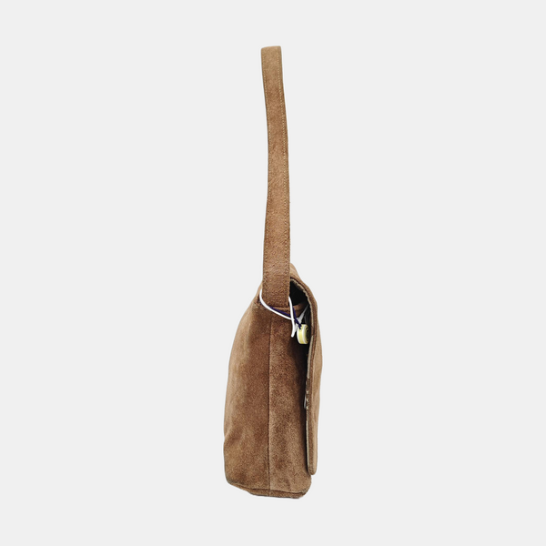 Suede Top Handle Bag Brown