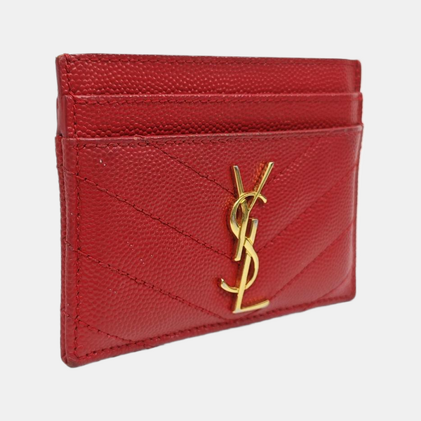 MONOGRAM Quilted Calfskin Red Card Holder