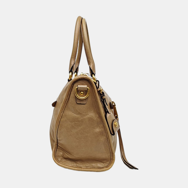 Shoulder Strap Calfskin Beige