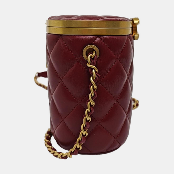 CROWN BOX VANITY Quilted Lambskin Red