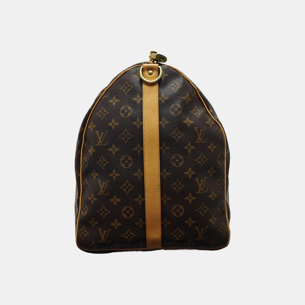 KEEPALL 60 Monogram Coated Canvas Brown