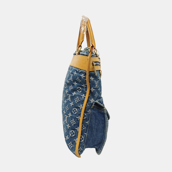 Monogram Denim Tote Bag Blue