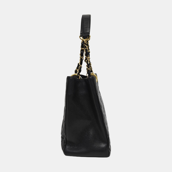 CHANEL GST Large Quilted Grained Calfskin Black