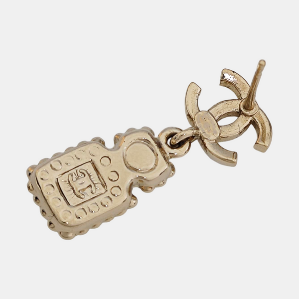 CC Logo Metal Gold Stud Earrings