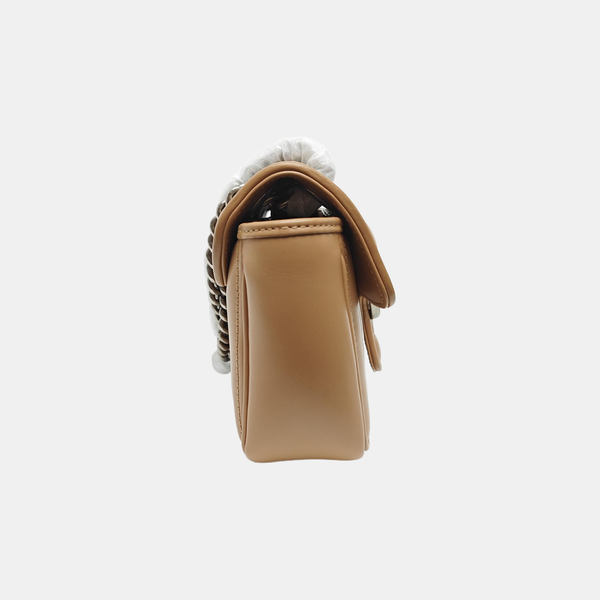 GG Marmont Small Quilted Calfskin Brown