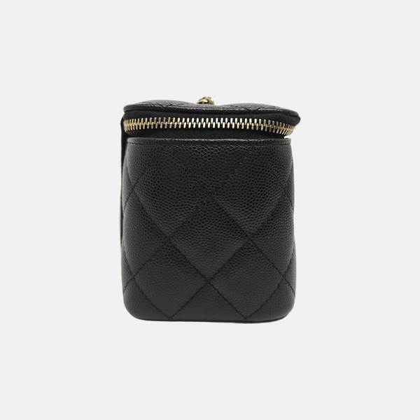 VANITY CASE Small Quilted Grained Calfskin Black