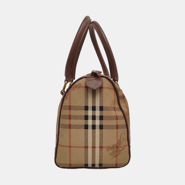 Coated Canvas Top Handle Bag Beige