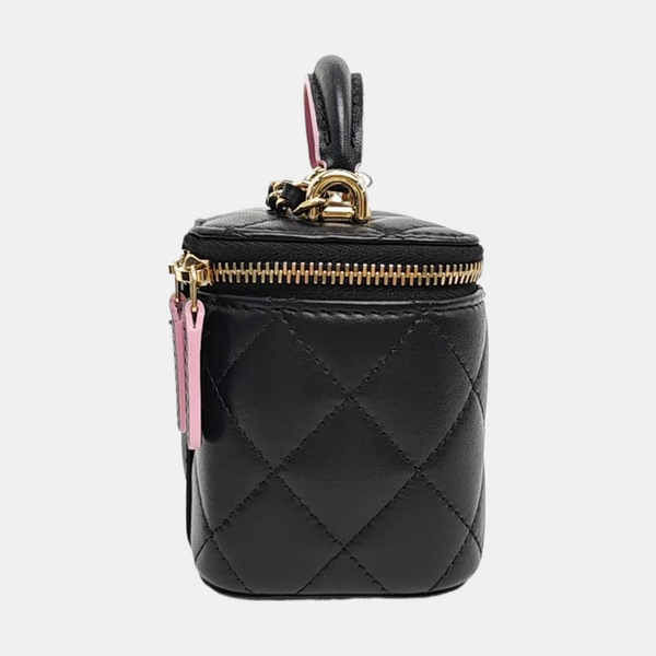 VANITY CASE Mini Quilted Lambskin Black