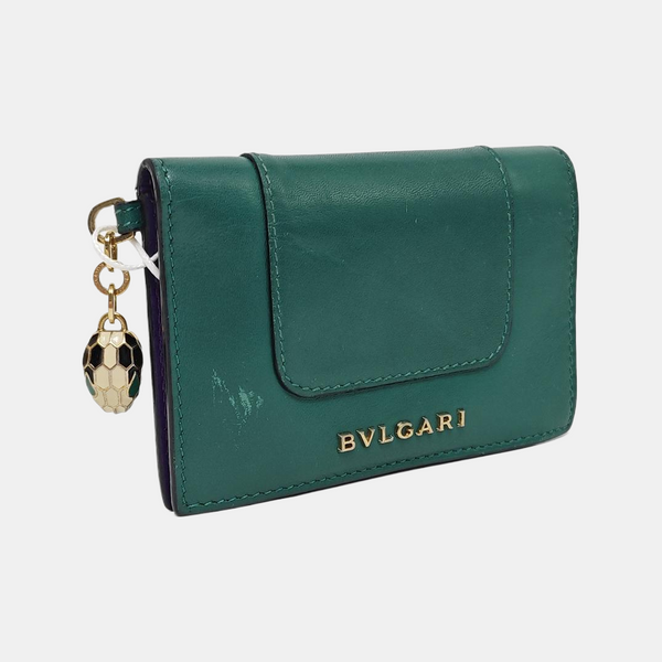 SERPENTI FOREVER Calfskin Green Card Holder