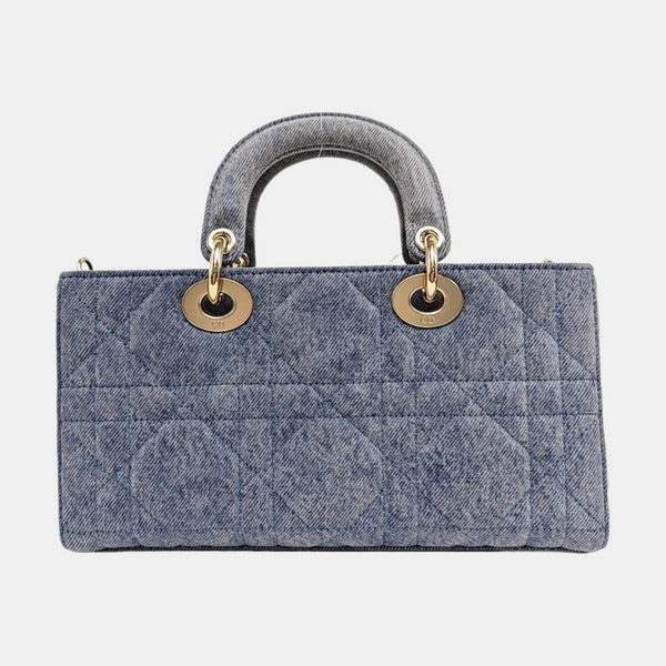 Authenticated pre-owned Lady D-Joy Medium Quilted Denim Blue - Shoulder Bag at Looply