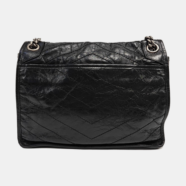NIKI Medium Chevron Calfskin Black