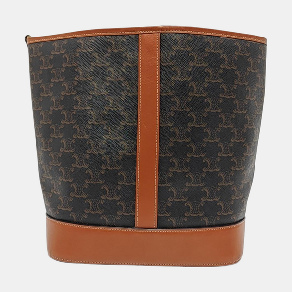 Authenticated pre-owned TRIOMPHE CANVAS Medium Coated Canvas Brown - Bucket Bag at Looply