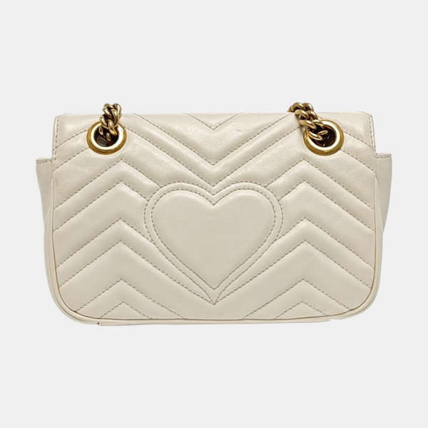 GG Marmont Small Quilted Calfskin White