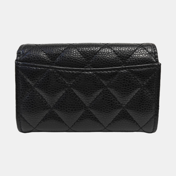 CLASSIC FLAP Quilted Grained Calfskin Black Wallet