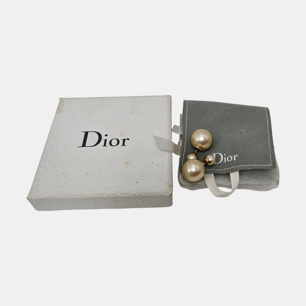 Dior Tribales Faux Pearl White Stud Earrings