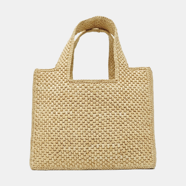 Font Tote Small Straw Beige