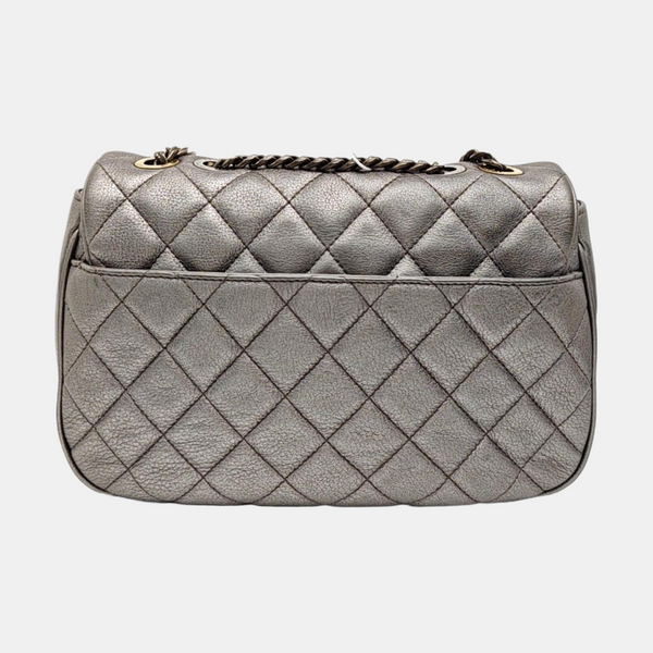 Quilted Grained Calfskin Silver