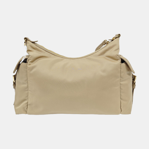 Nylon Top Handle Bag Brown
