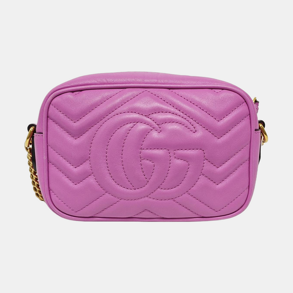 Authenticated pre-owned GG Marmont Mini Quilted Calfskin Purple - Shoulder Bag at Looply