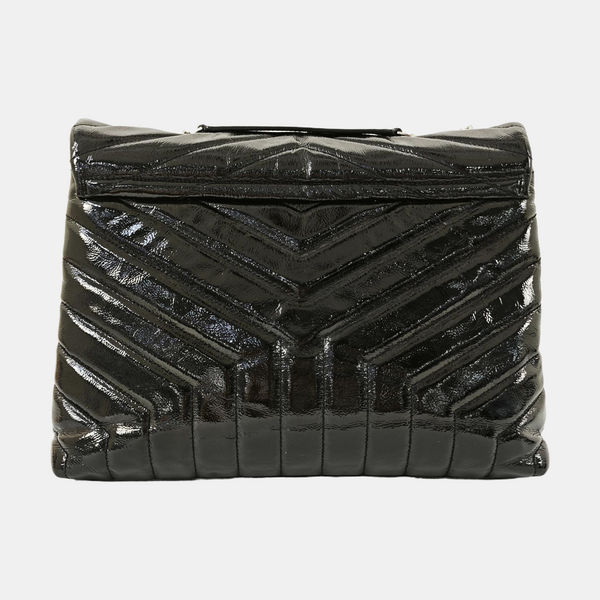 LOULOU Medium Chevron Patent Leather Black