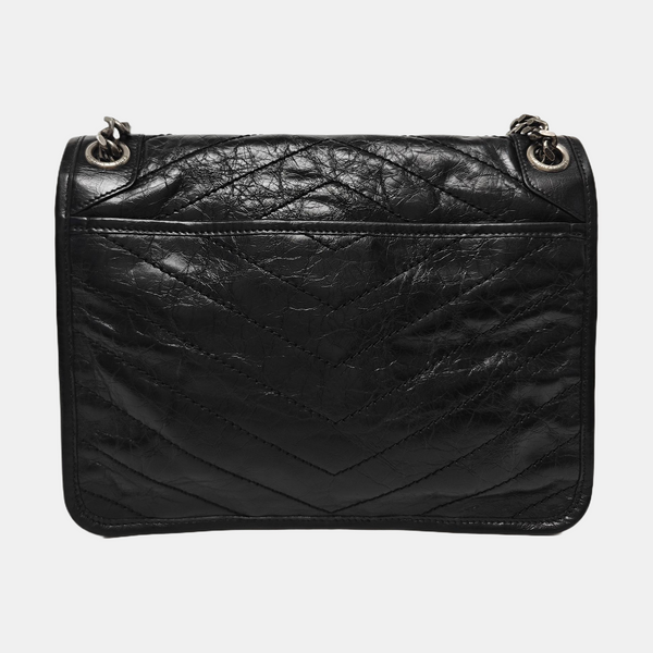 NIKI Medium Chevron Calfskin Black