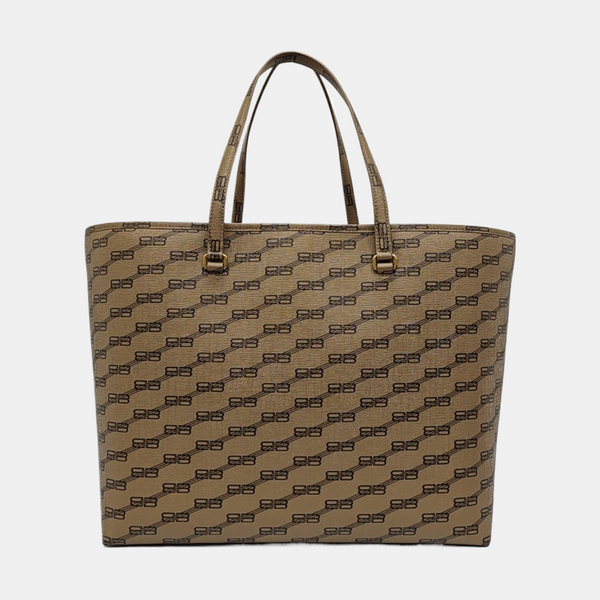 Coated Canvas Tote Bag Brown