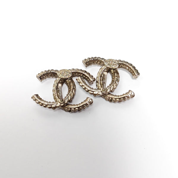 CC Logo Metal Gold Stud Earrings