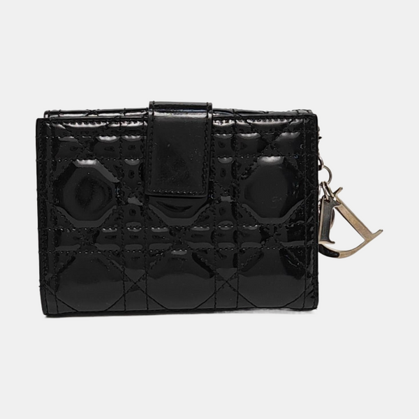 Cannage Patent Leather Wallet Black