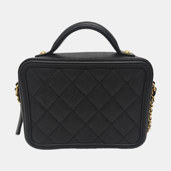 FILIGREE Small Quilted Grained Calfskin Black