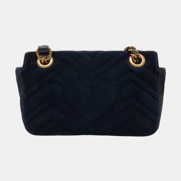 GG Marmont Small Quilted Velvet Black