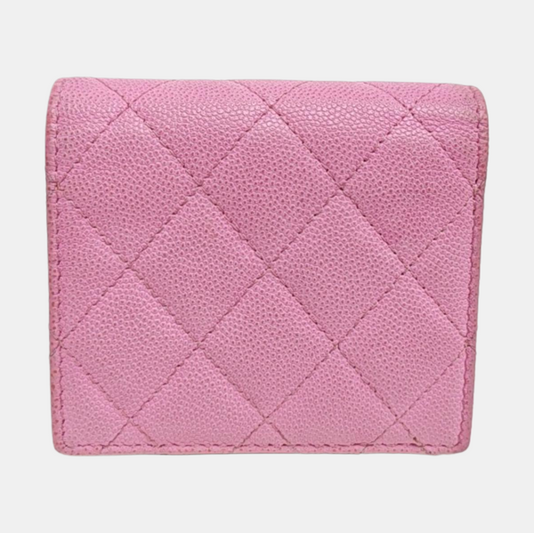 Quilted Grained Calfskin Wallet Purple